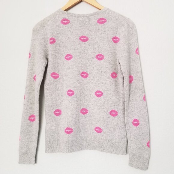 Charter Club 100% Cashmere Lipstick Lips Crewneck Sweater Gray Pink Size S $159 - Picture 7 of 15